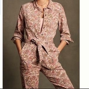 Anthropologie pink paisley jumpsuit S/M